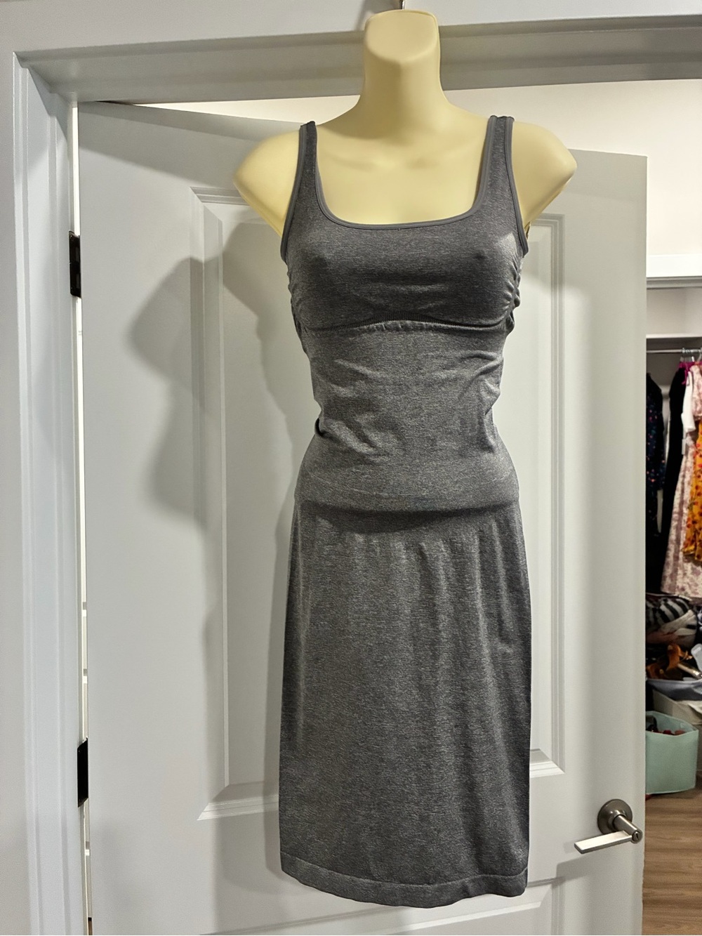 Classic Grey Tank Midi Dress - Women's Scoop Neck